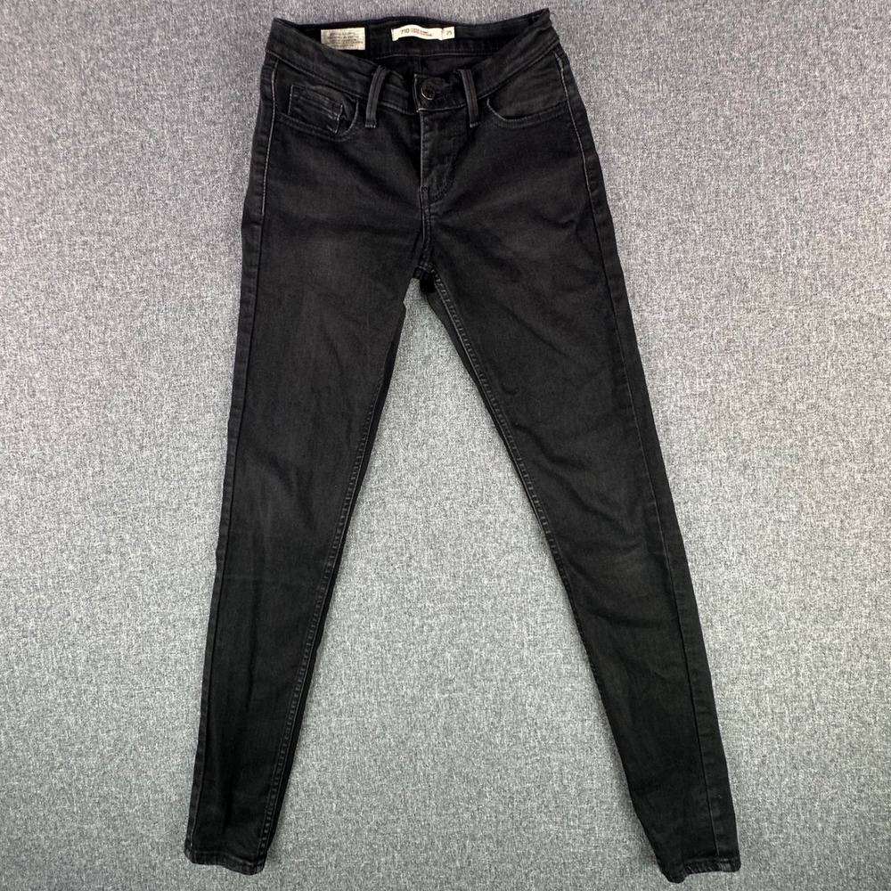 Levi's Jeans Women 25 710 Super Skinny Black Premium Denim Mid Rise